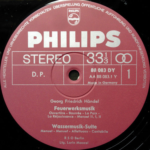 Georg Friedrich Händel - Radio-Symphonie-Orchester Berlin, Lorin Maazel : Feuerwerksmusik / Wassermusik-Suite (LP, Album)