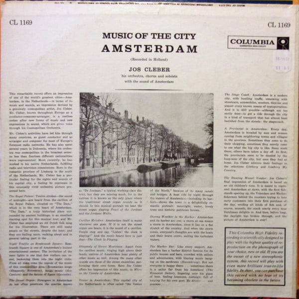 Jos Cleber : Music Of The City Amsterdam (LP, Album)