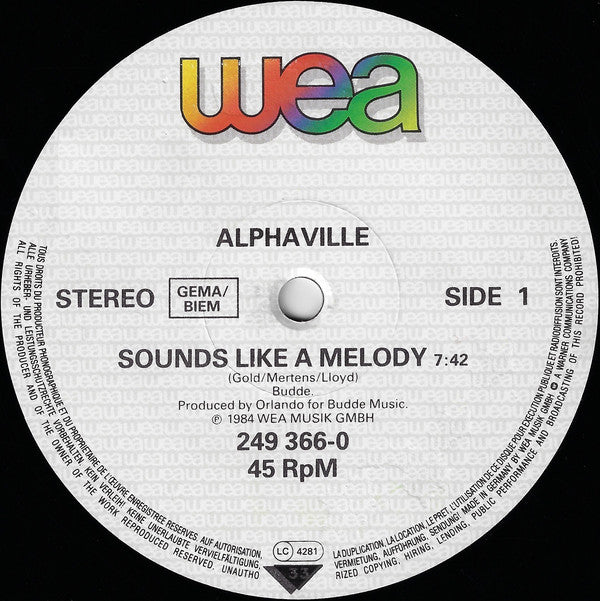 Alphaville : Sounds Like A Melody (Special Long Version) (12", Maxi)