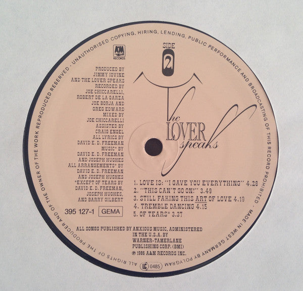 The Lover Speaks : The Lover Speaks (LP, Album)