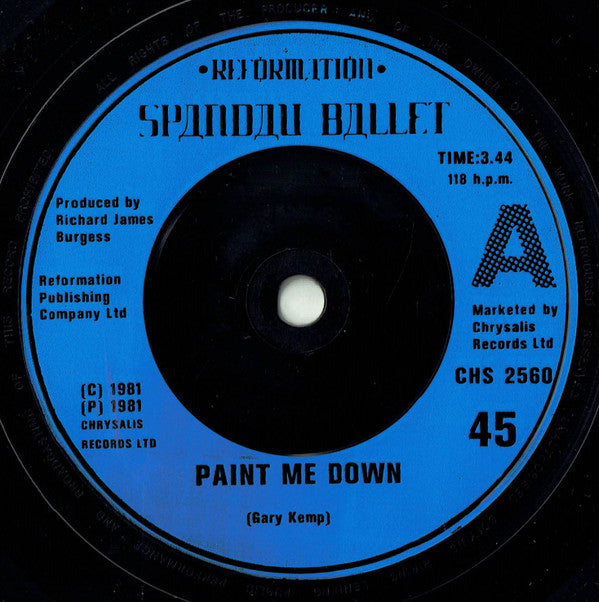 Spandau Ballet : Paint Me Down (7", Single, Blu)