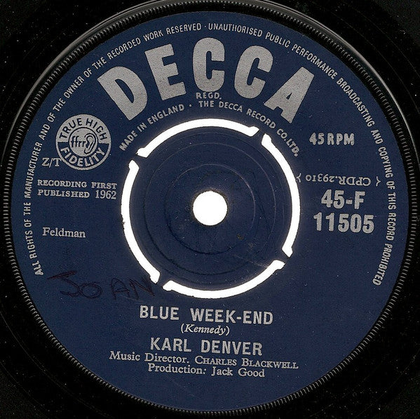 Karl Denver : Blue Week-End (7")