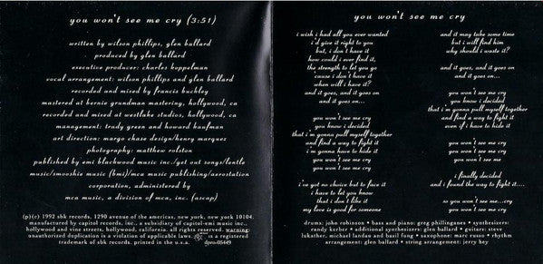 Wilson Phillips : You Won't See Me Cry (CD, Single, Promo, Fol)