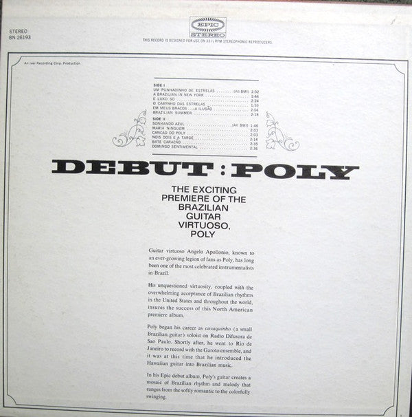 Poly (7) : Debut:Poly The Exciting Premiere Of The Brazilian Guitar Virtuoso, Poly (LP, Album)
