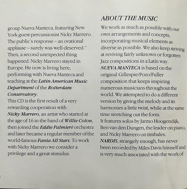 Nueva Manteca And Nicky Marrero : Afrodisia (CD, Album)