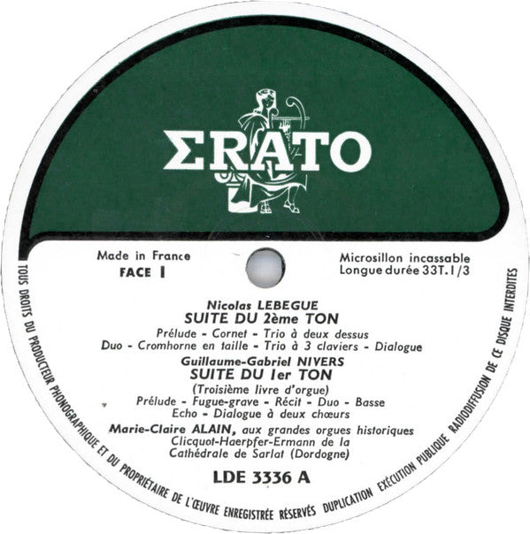 Nicolas-Antoine Lebègue, Guillaume Gabriel Nivers, Louis Marchand, Jean Adam Guilain, Marie-Claire Alain : Grandes Pages De L'Orgue Français Par Marie-Claire Alain (LP, Album, Mono)