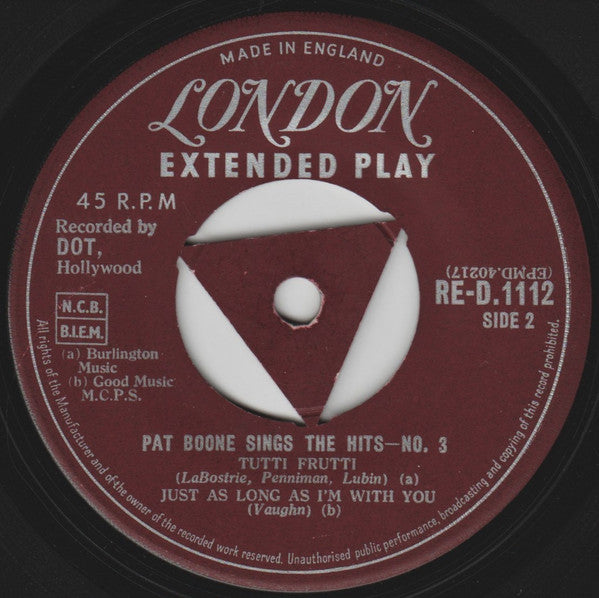 Pat Boone : Sings The Hits Number 3 (7", EP)