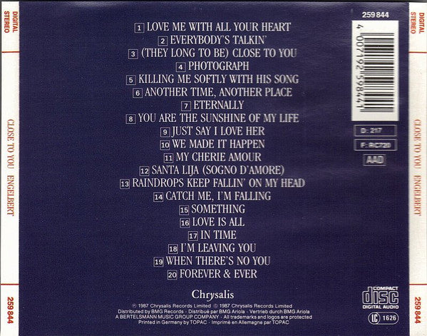 Engelbert Humperdinck : Close To You (CD, Comp)
