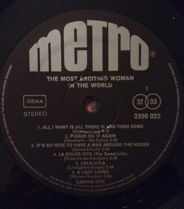 Eartha Kitt : The Most Exciting Woman In The World (LP, Album, RE)