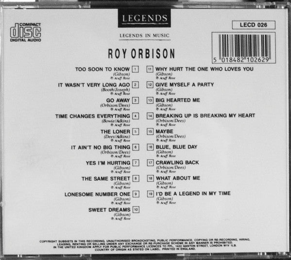 Roy Orbison : Legends In Music (CD, Comp)