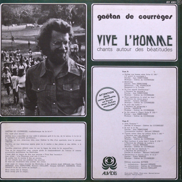 Gaëtan De Courrèges :  Vive L'Homme Chants Autour Des Béatitudes (LP, Album)