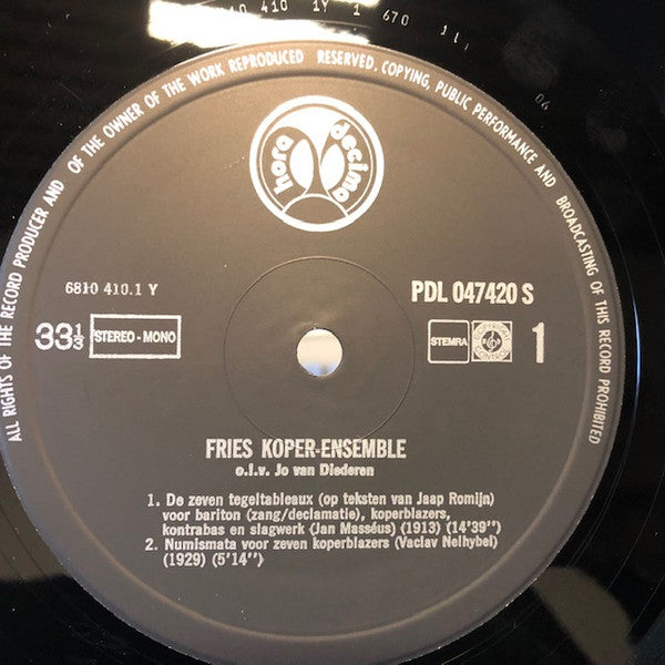 Fries Koperensemble "Hora Decima" : De Zeven Tegeltableaux (LP, Mono)