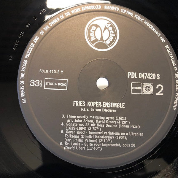 Fries Koperensemble "Hora Decima" : De Zeven Tegeltableaux (LP, Mono)