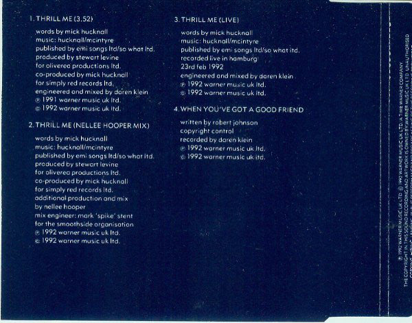 Simply Red : Thrill Me (CD, Single)