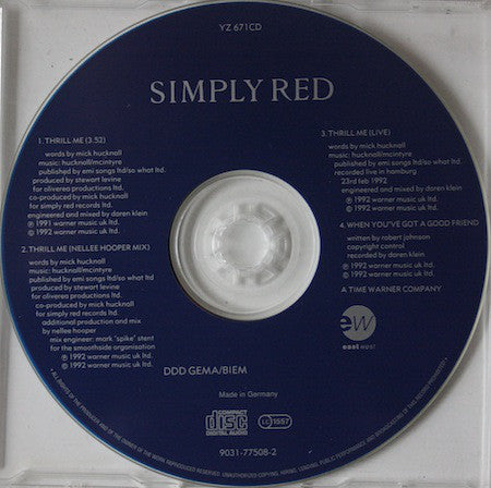 Simply Red : Thrill Me (CD, Single)