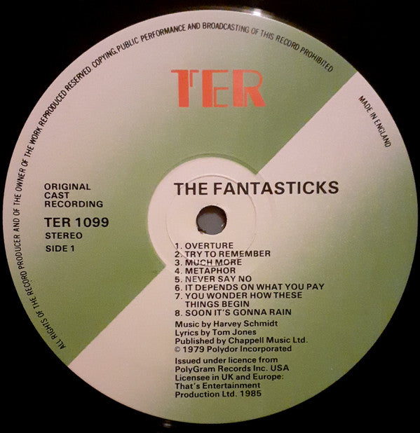 Harvey Schmidt, Tom Jones (5) - Cast Of "The Fantasticks" : The Fantasticks  (LP, Album, RE)