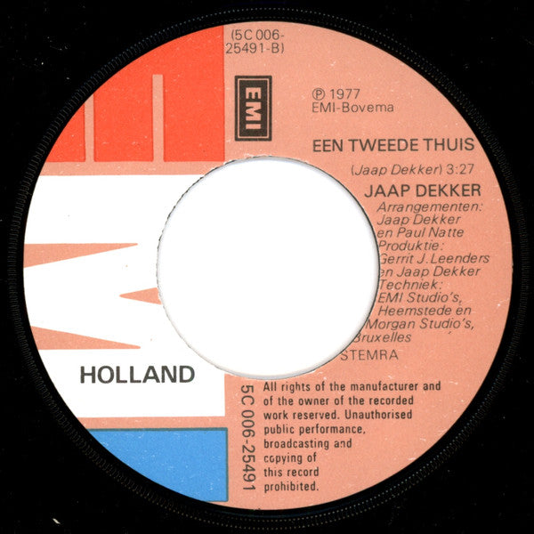Jaap Dekker : Een Stille Liefde (De Originele Muziek Uit De Gelijknamige Film) (7", Single)