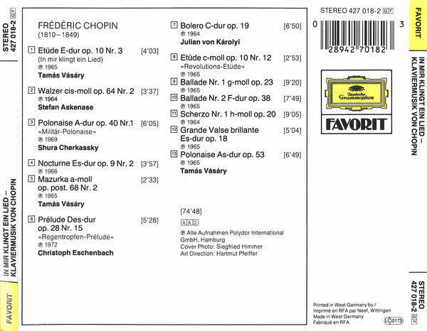 Frédéric Chopin : In Mir Klingt Ein Lied (Die Schönsten Klavierstücke Von Frédéric Chopin) (CD, Comp)