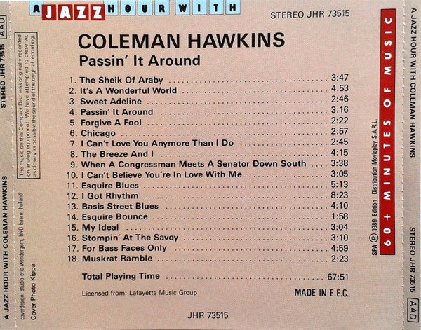 Coleman Hawkins : Passin' It Around (CD, Comp)