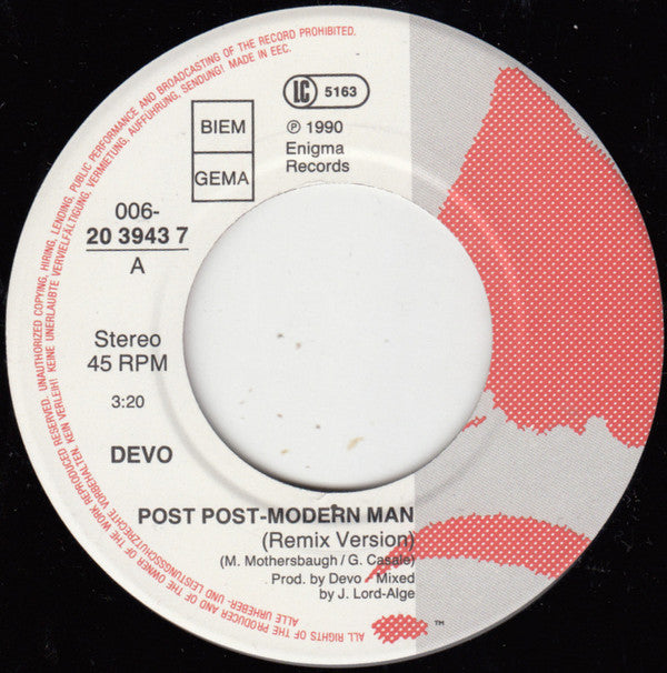 Devo : Post Post-Modern Man (7", Single)