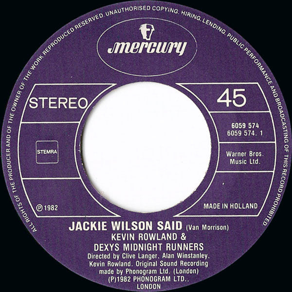 Kevin Rowland & Dexys Midnight Runners : Jackie Wilson Said / Let's Make This Precious (7", Single)