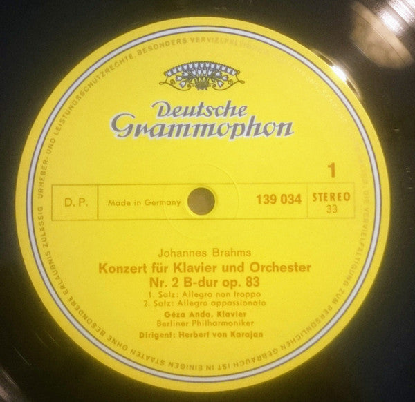 Johannes Brahms - Géza Anda, Herbert Von Karajan, Berliner Philharmoniker : Klavierkonzert Nr. 2 B-Dur (LP, RP)