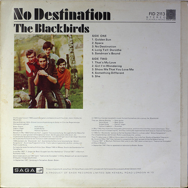 The Blackbirds (2) : No Destination (LP, Album, Not)