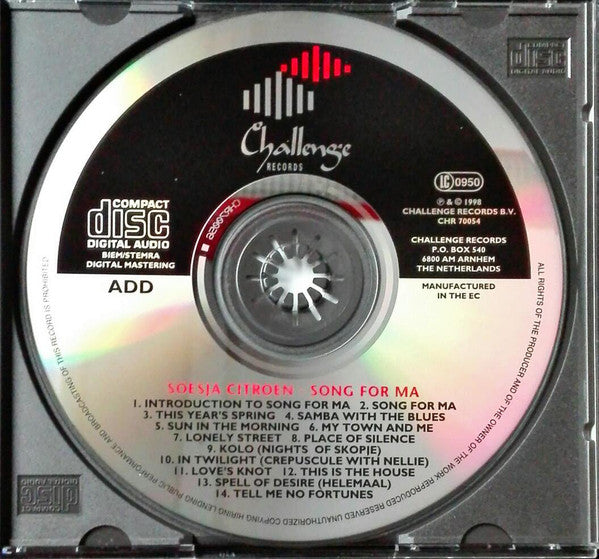 Soesja Citroen, Michael Moore (4) : Song For Ma (CD)