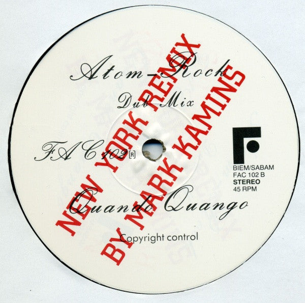 Quando Quango : Atom Rock (New York Remix) (12")
