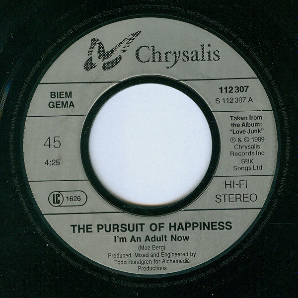 The Pursuit Of Happiness : I'm An Adult Now (7", Single)