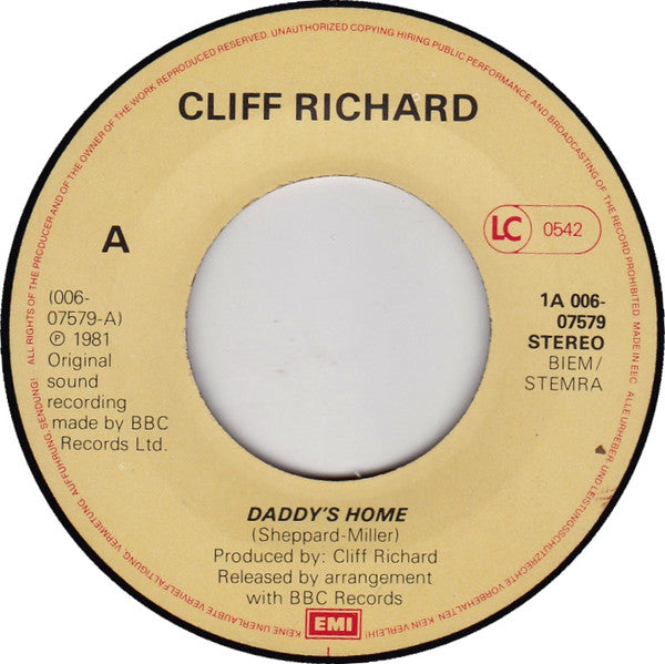 Cliff Richard : Daddy's Home (7", Single)