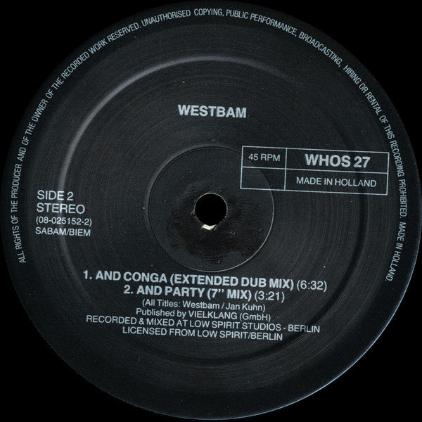 WestBam : And Party (12")