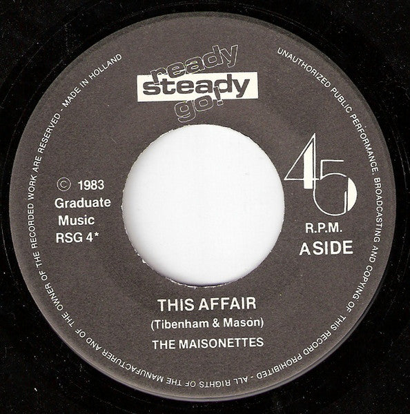 The Maisonettes : This Affair / Say It Again (7", Single)