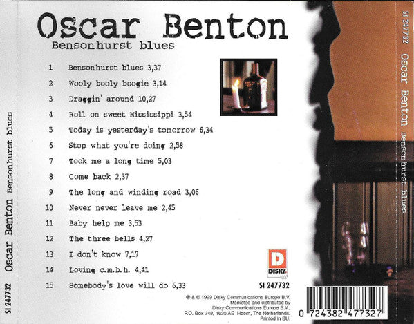 Oscar Benton : Bensonhurst Blues (CD)