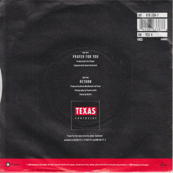 Texas : Prayer For You (7", Single, Blu)
