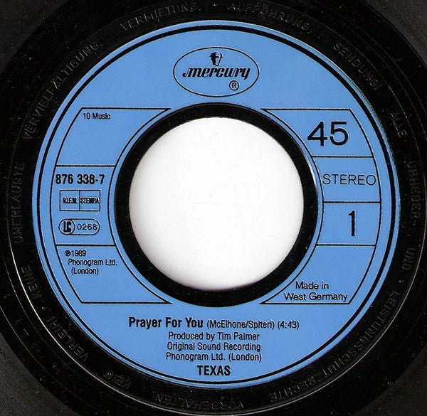 Texas : Prayer For You (7", Single, Blu)