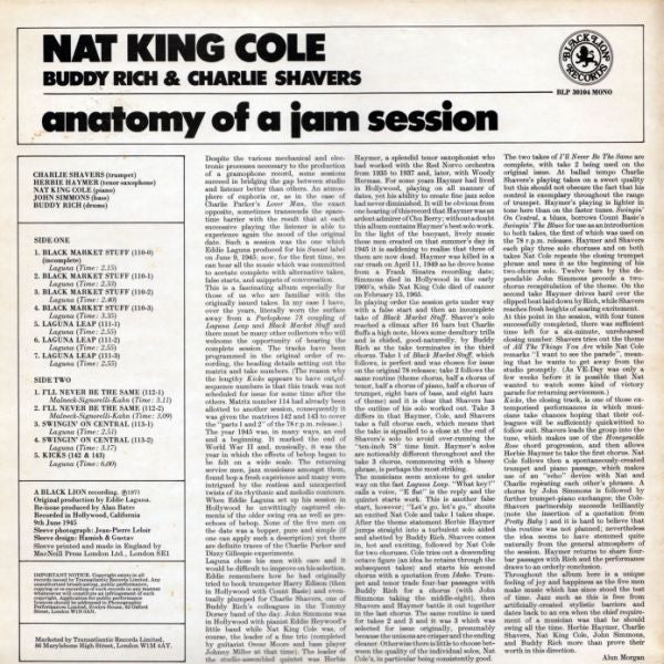 Nat King Cole, Buddy Rich & Charlie Shavers : Anatomy Of A Jam Session (LP, Album, Mono, RE)