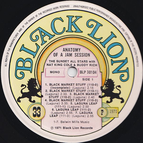 Nat King Cole, Buddy Rich & Charlie Shavers : Anatomy Of A Jam Session (LP, Album, Mono, RE)