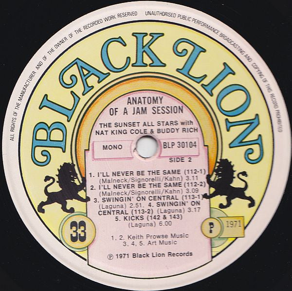 Nat King Cole, Buddy Rich & Charlie Shavers : Anatomy Of A Jam Session (LP, Album, Mono, RE)