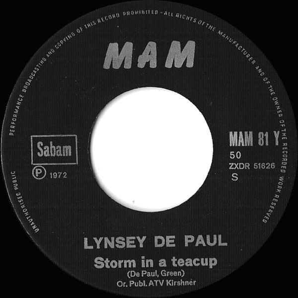 Lynsey De Paul : Sugar Me / Storm In A Teacup (7", Single)