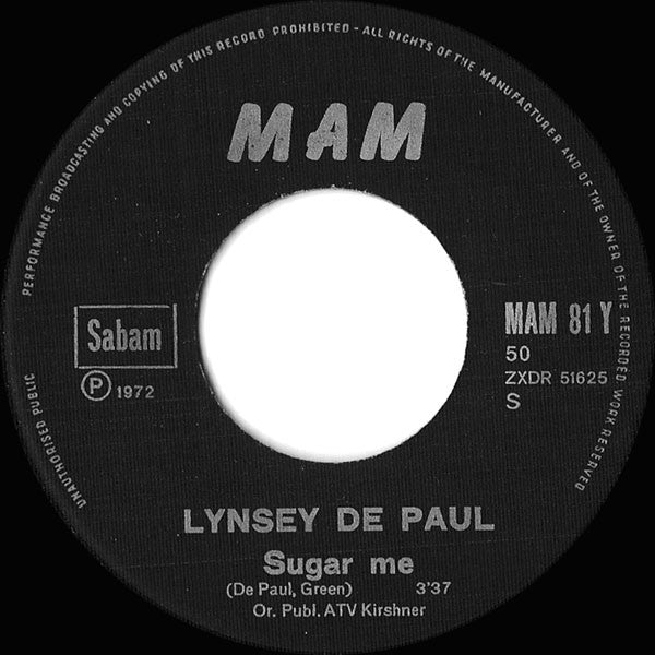 Lynsey De Paul : Sugar Me / Storm In A Teacup (7", Single)