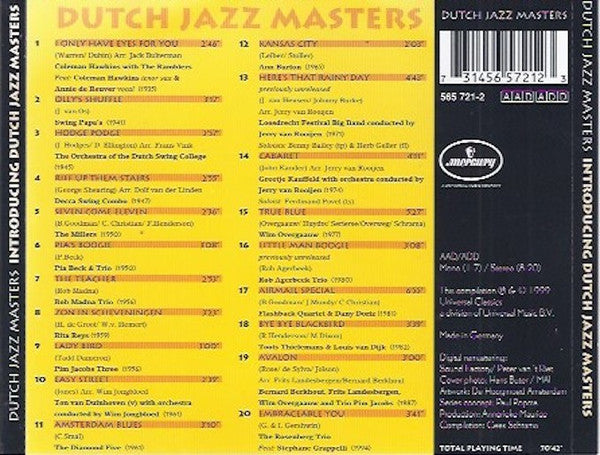 Various : Introducing Dutch Jazz Masters. Opnamen Uit 70 Jaar Nederlandse Jazz Historie (CD, Comp, RM)