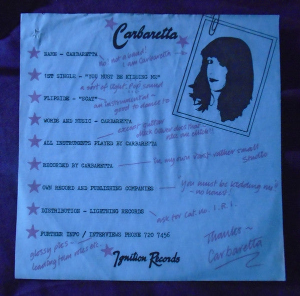 Carbaretta : You Must Be Kidding Me (7", 45 )