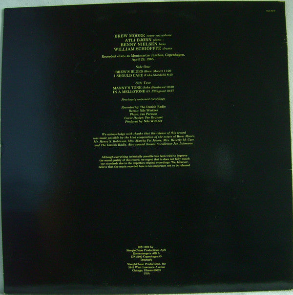 The Brew Moore Quartet : I Should Care (LP, Album)