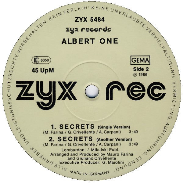 Albert One : Secrets (12", Maxi)