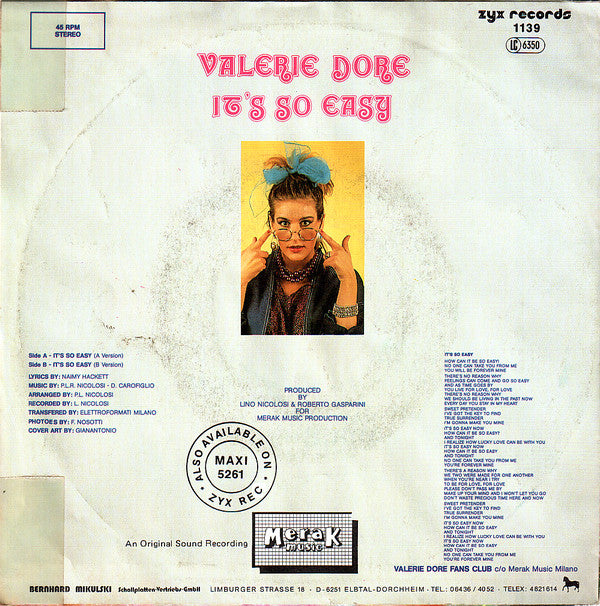 Valerie Dore : It's So Easy (7", Single)
