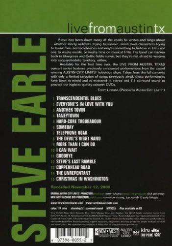 Steve Earle : Live From Austin TX (DVD, Album)