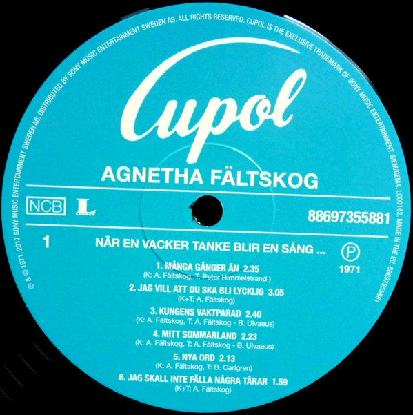 Agnetha* : När En Vacker Tanke Blir En Sång (LP, Album, RE, 180)