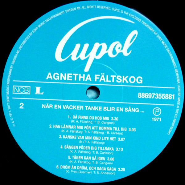 Agnetha* : När En Vacker Tanke Blir En Sång (LP, Album, RE, 180)