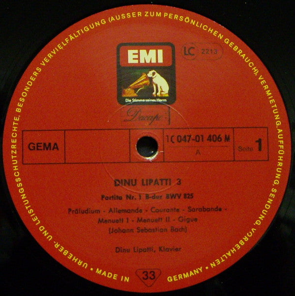 Johann Sebastian Bach, Domenico Scarlatti, Dinu Lipatti : Dinu Lipatti 3 (LP, Comp, Mono)